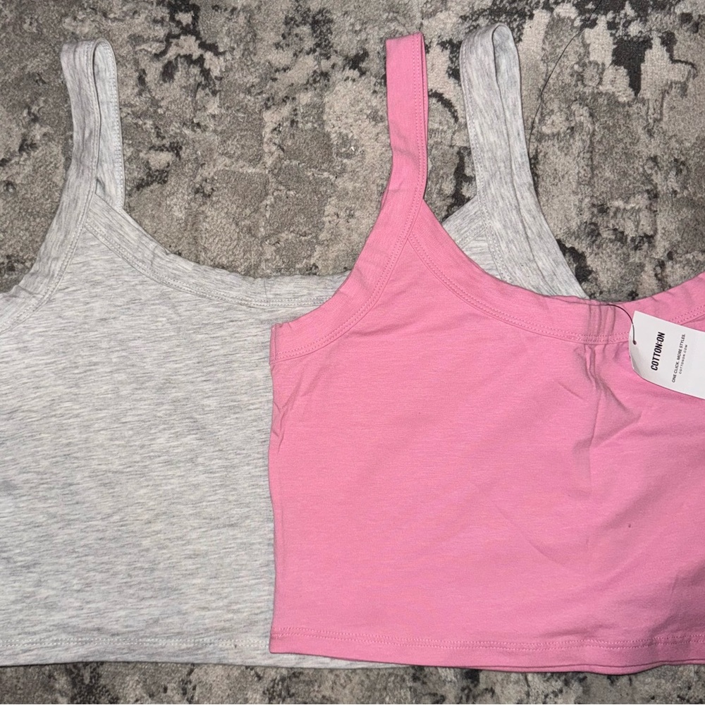 Cotton On Gray and Pink Crop Tops